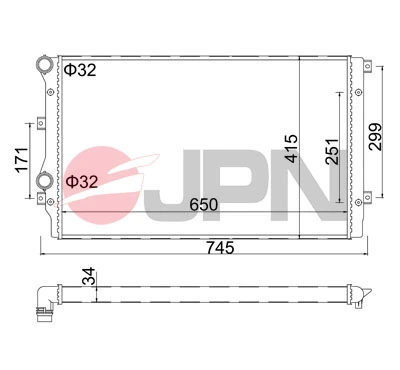 Radiator, engine cooling 60C9003-JPN