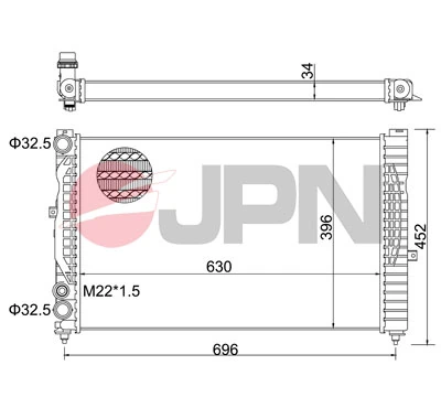 Radiator, engine cooling 60C9001-JPN