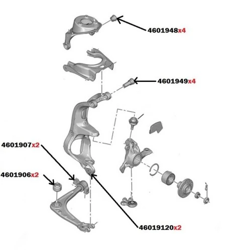 Mounting, control/trailing arm 4601948-00/80SHA