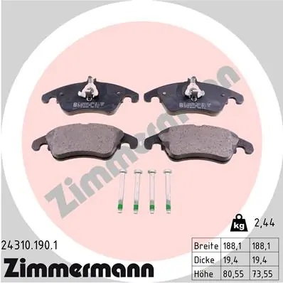 Brake Pad Set, disc brake 24310.190.1