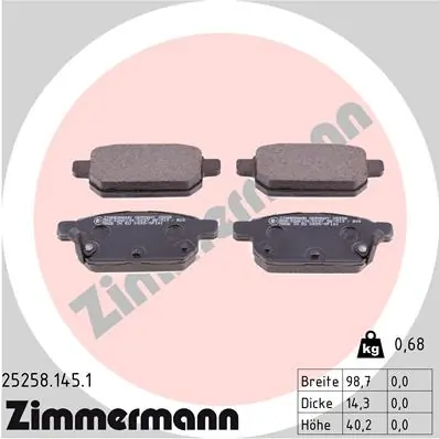 Brake Pad Set, disc brake 25258.145.1