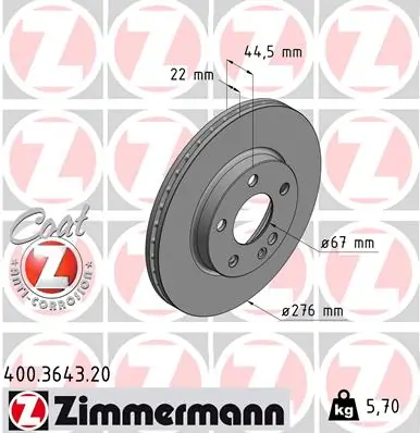 Brake Disc COAT Z 400.3643.20