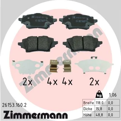 Brake Pad Set, disc brake 26153.160.2