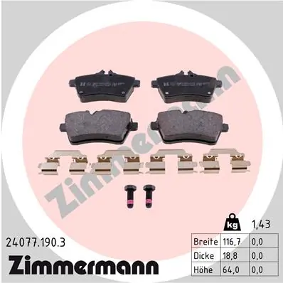 Brake Pad Set, disc brake 24077.190.3