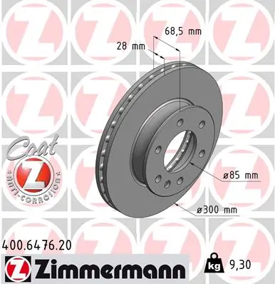 Brake Disc COAT Z 400.6476.20