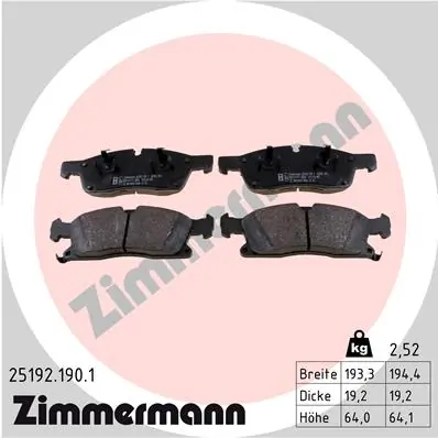 Brake Pad Set, disc brake 25192.190.1