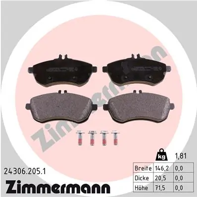 Brake Pad Set, disc brake 24306.205.1