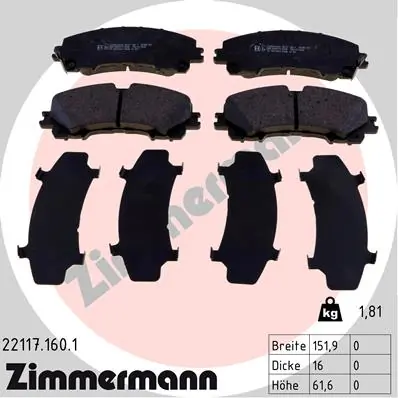 Brake Pad Set, disc brake 22117.160.1