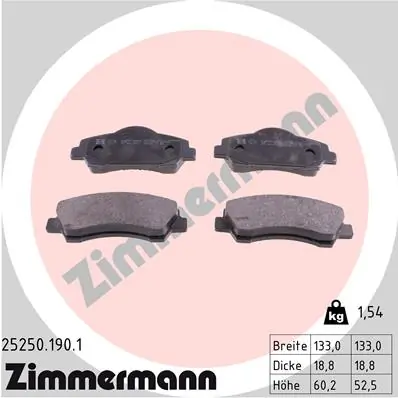 Brake Pad Set, disc brake 25250.190.1