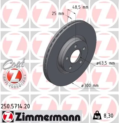 Brake Disc COAT Z 250.5714.20