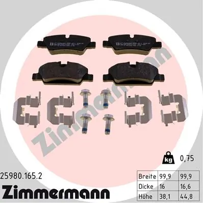 Brake Pad Set, disc brake 25980.165.2