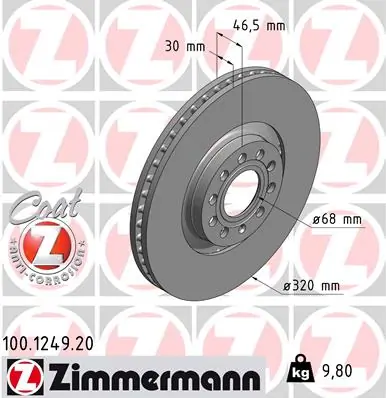 Brake Disc COAT Z 100.1249.20