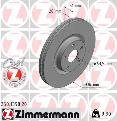 Brake Disc COAT Z 250.1398.20