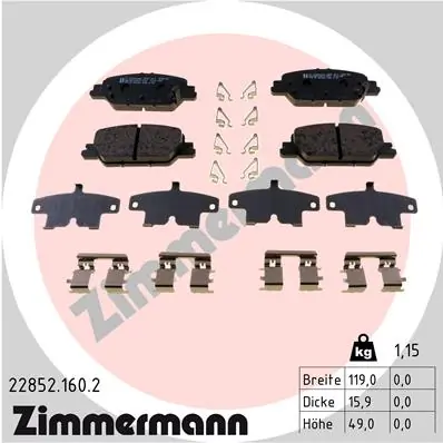 Brake Pad Set, disc brake 22852.160.2