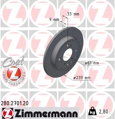 Brake Disc COAT Z 280.2701.20
