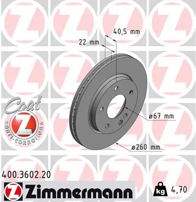 Brake Disc COAT Z 400.3602.20