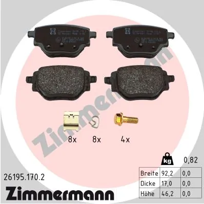 Brake Pad Set, disc brake 26195.170.2