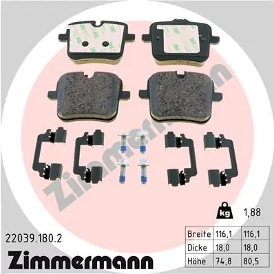Brake Pad Set, disc brake 22039.180.2
