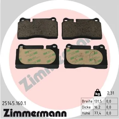 Brake Pad Set, disc brake 25145.160.1
