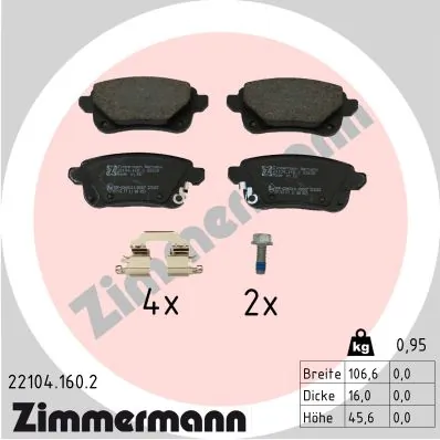 Brake Pad Set, disc brake 22104.160.2