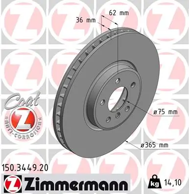 Brake Disc COAT Z 150.3449.20
