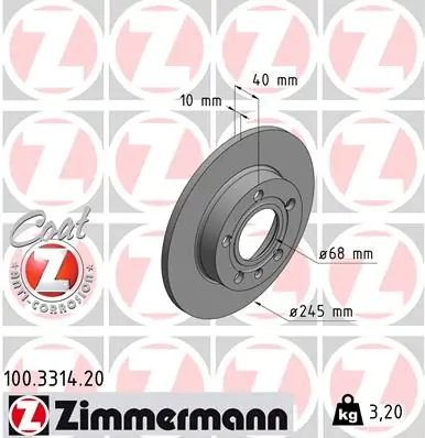 Brake Disc COAT Z 100.3314.20