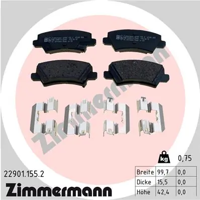 Brake Pad Set, disc brake 22901.155.2