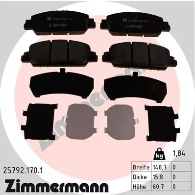 Brake Pad Set, disc brake 25792.170.1