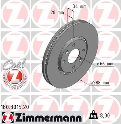 Brake Disc COAT Z 180.3015.20