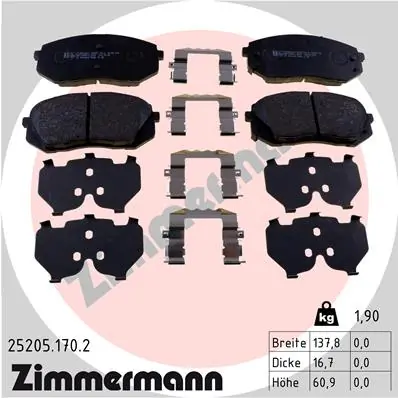 Brake Pad Set, disc brake 25205.170.2