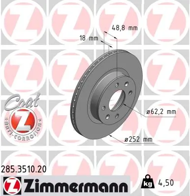 Brake Disc COAT Z 285.3510.20