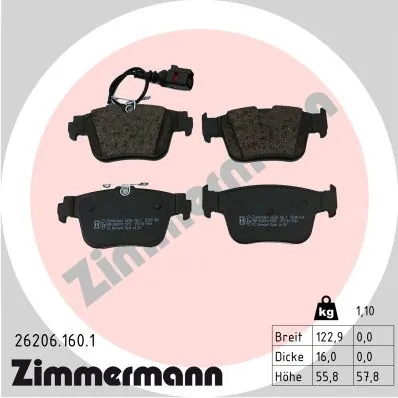 Brake Pad Set, disc brake 26206.160.1