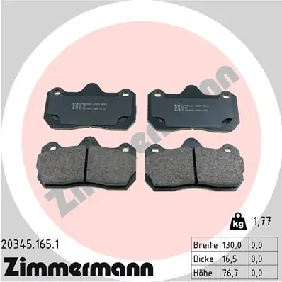Brake Pad Set, disc brake 20345.165.1