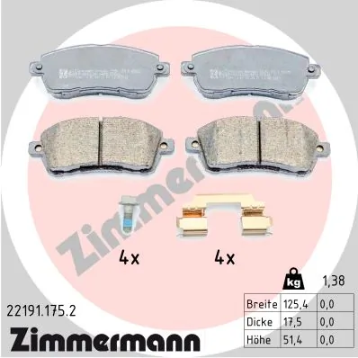 Brake Pad Set, disc brake 22191.175.2