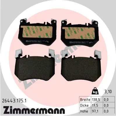 Brake Pad Set, disc brake 26443.175.1