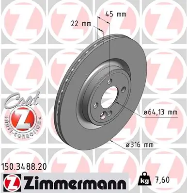 Brake Disc COAT Z 150.3488.20
