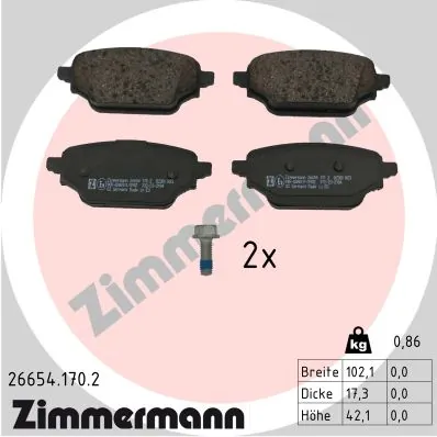 Brake Pad Set, disc brake 26654.170.2