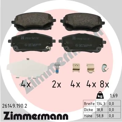 Brake Pad Set, disc brake 26149.190.2