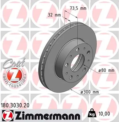 Brake Disc COAT Z 180.3030.20