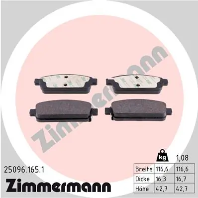 Brake Pad Set, disc brake 25096.165.1