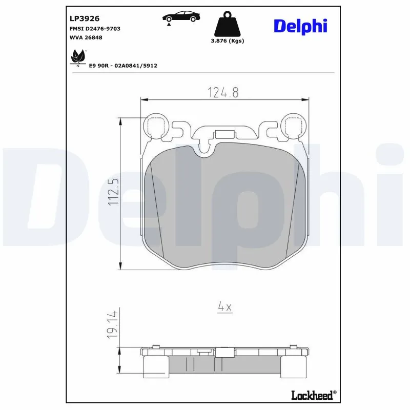 DELPHI LP3926 Brake Pad Set, disc brake