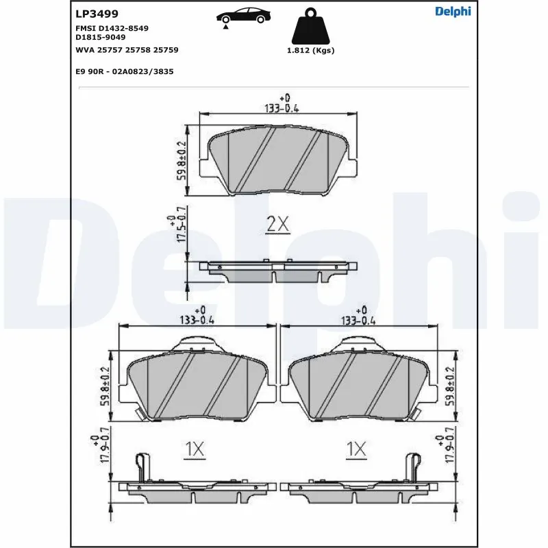 Brake Pad Set, disc brake LP3499