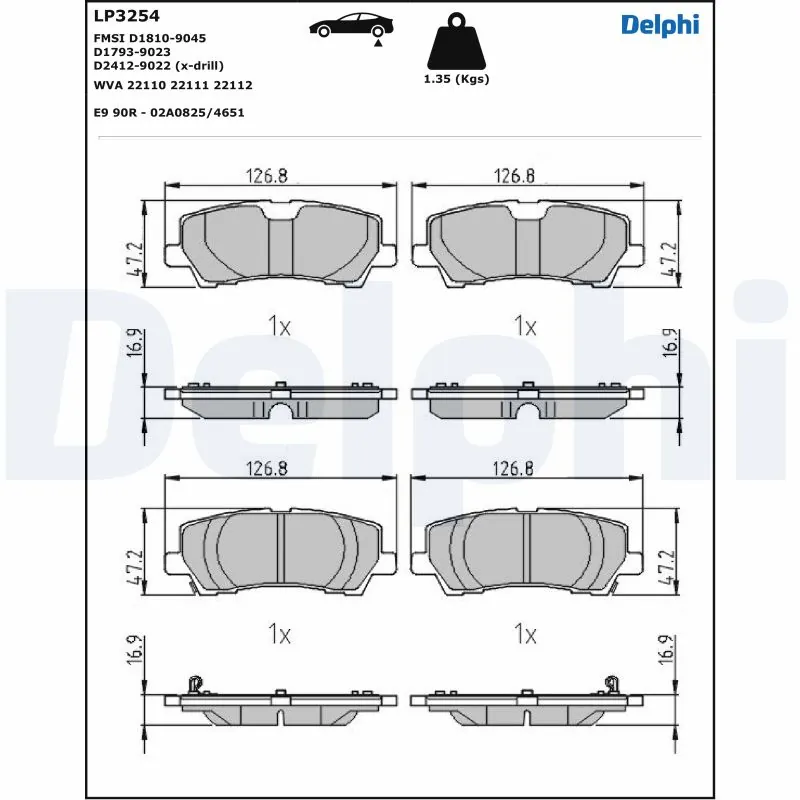 Brake Pad Set, disc brake LP3254