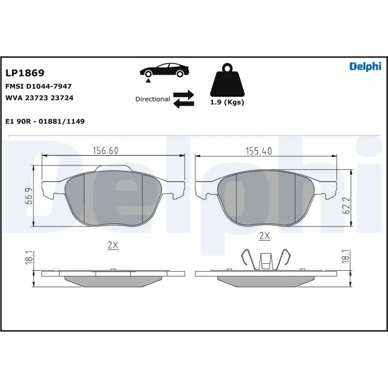 Brake Pad Set, disc brake LP1869