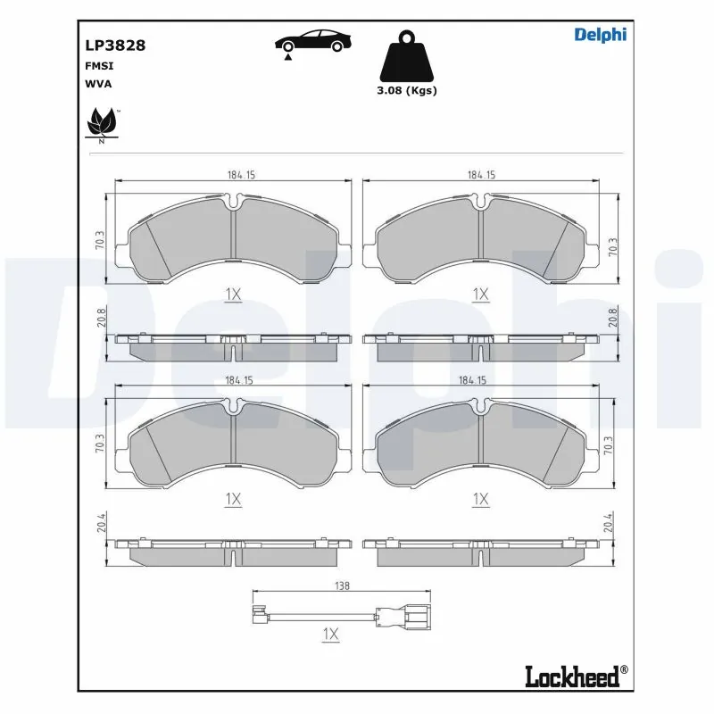 Brake Pad Set, disc brake LP3828