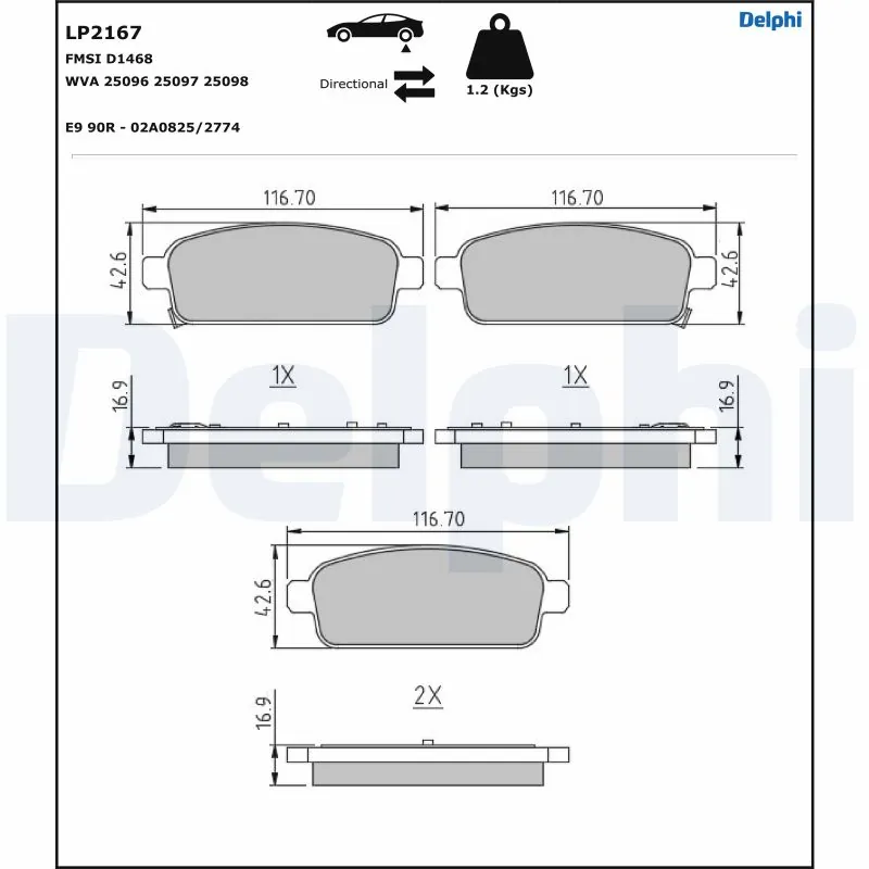 Brake Pad Set, disc brake LP2167