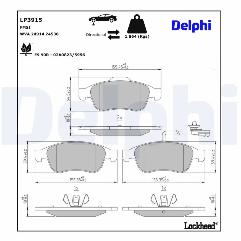 Brake Pad Set, disc brake LP3915