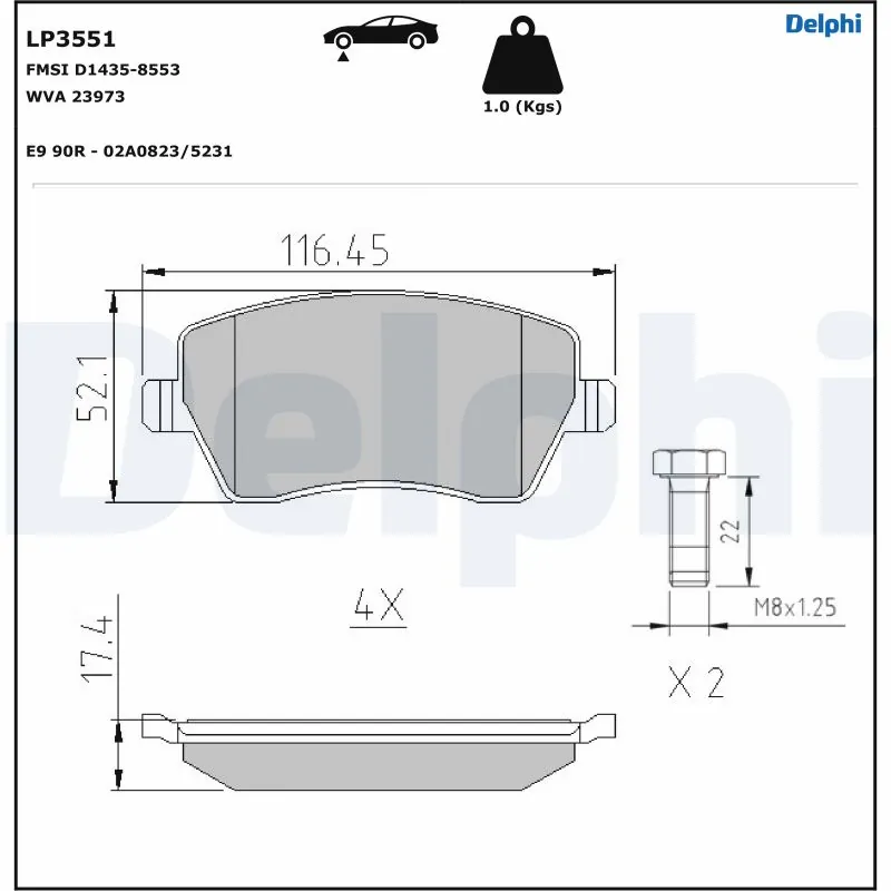 Brake Pad Set, disc brake LP3551