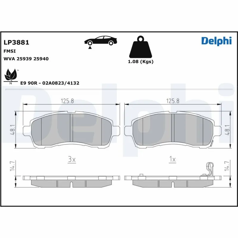 Brake Pad Set, disc brake LP3881