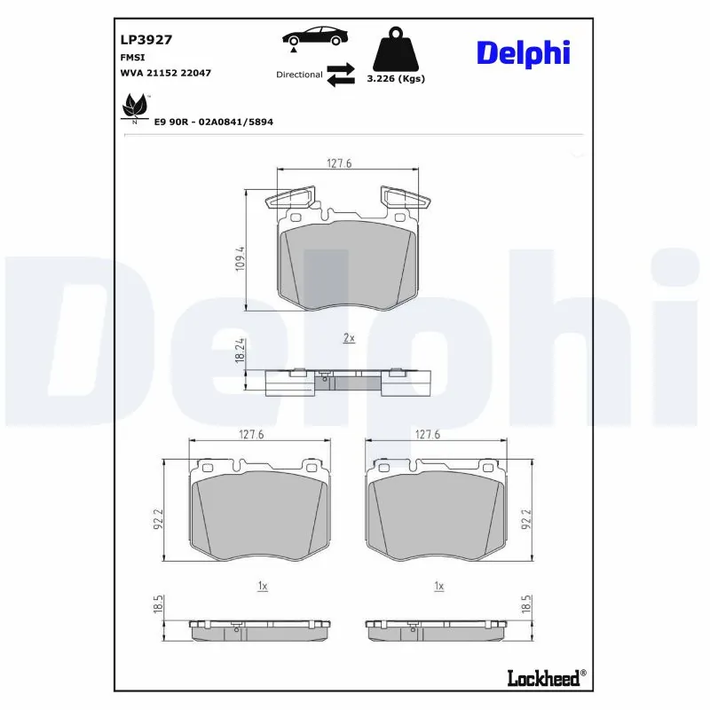 Brake Pad Set, disc brake LP3927